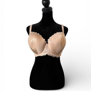 Victorias Secret Dream Angels Lined Demi Bra 38DDD Nude Shimmer Lace Sparkle